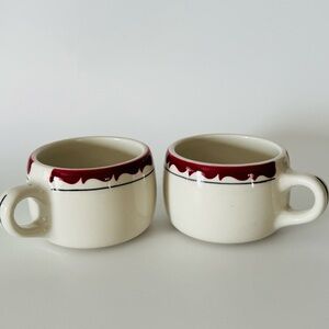 Vintage Grindley Coffee Cups Bordeaux Hotelware England Super Vitrified Set of 2